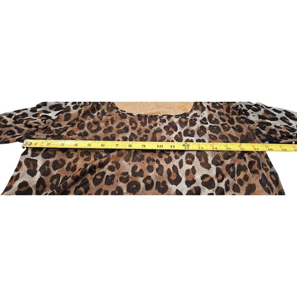 Indigo Rose Top Blouse Leopard Print Long Sleeve Size L Polyester Spandex NWOT - Picture 6 of 10